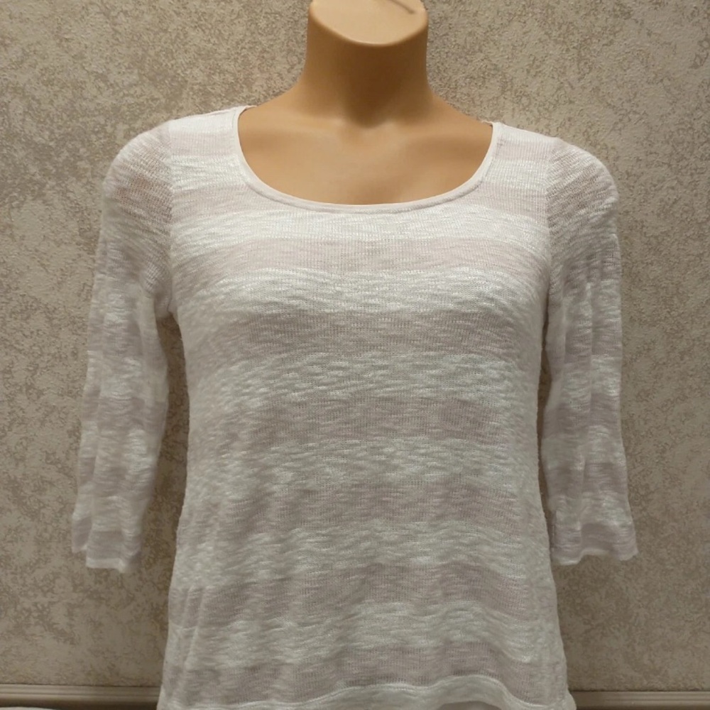White House Black Market Soft Knit Split Back Layered Blouse